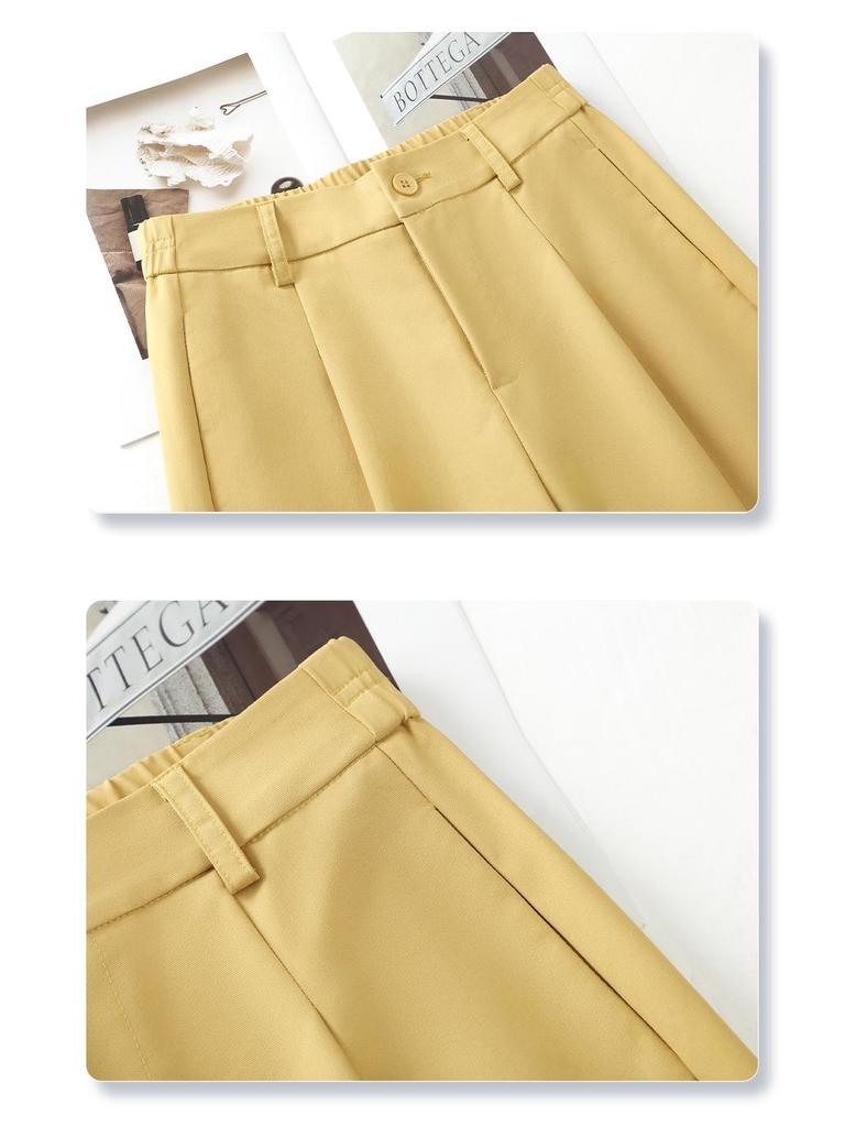 Women's Yellow Retro Narrow Straight-Leg Draping Pants - Spring/Autumn 2025 Collection