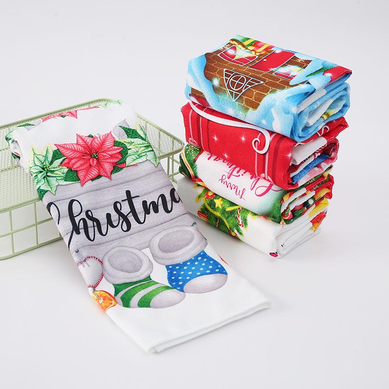 5pcs/1pc Super Soft Microfiber Christmas Towels - Festive Cartoon Patterns with Snowflakes & Trees, Highly Absorbent Knit Fabric