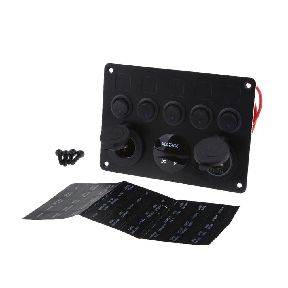 Inline Fuse Box LED Rocker Switch Panel 2 USB Charger Socket Boat Marine 12V 24V Inline Fuse Box LED Rocker Switch Panel 2 USB Charger Socket Boat Marine 12V 24V