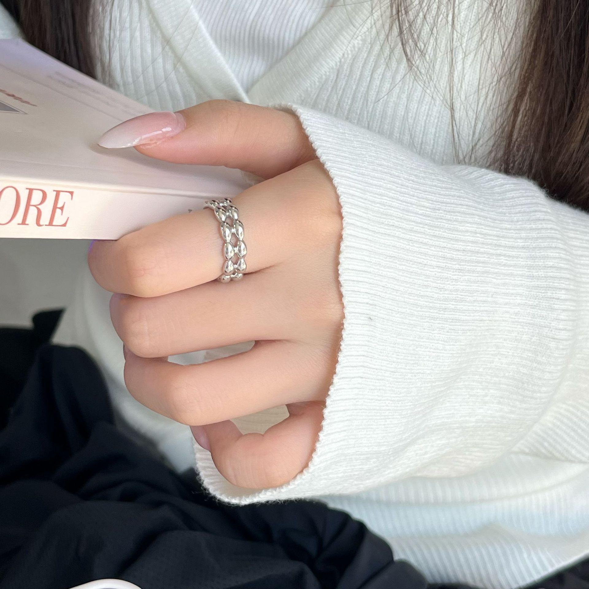 Multi-layer Ellipsoid Geometric Ring: 3D Chain Shape, Modern Open Design Adjustable Open Size