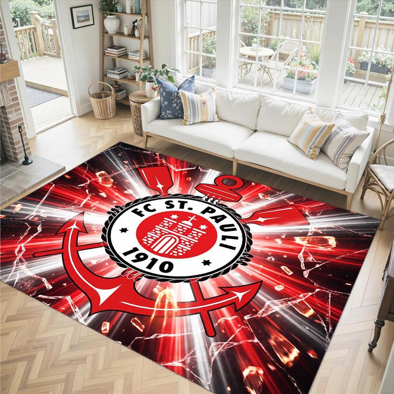 FC St. Pauli Football Design Crystal Velvet Carpet Cozy Non?Slip Printed Rug For Bedroom Living Room Entrance