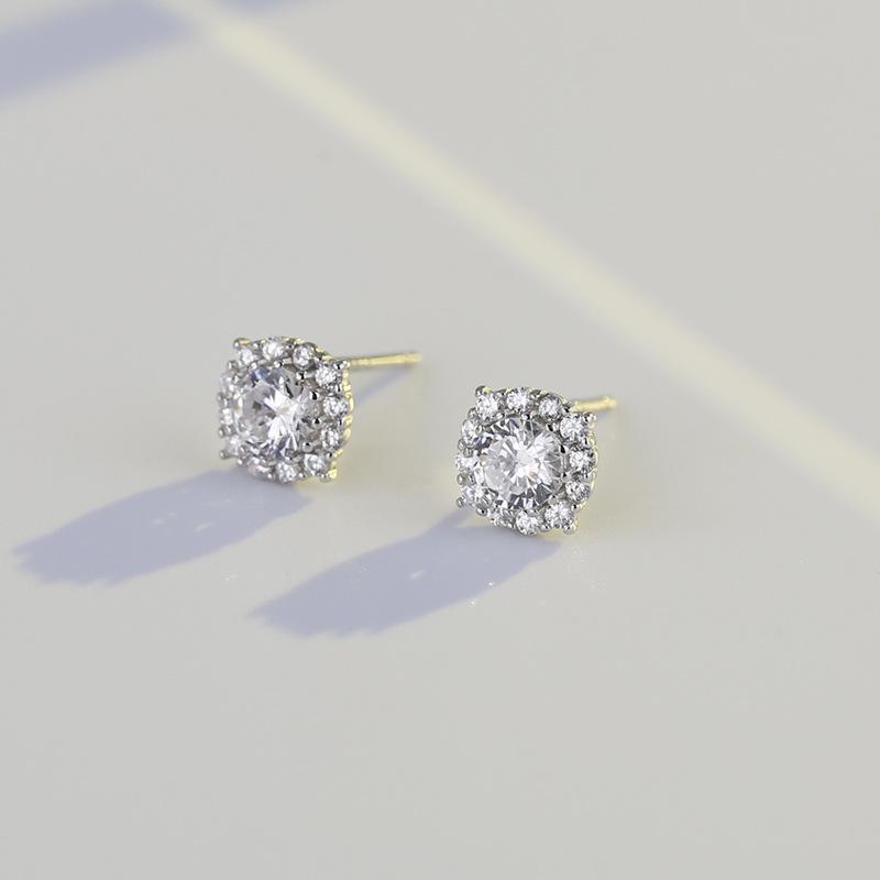 

925 Sterling Silver French Simple Pavé Crystal Sunflower Stud Earrings Women Shiny Classic Wedding Party Jewelry Gift серебряный