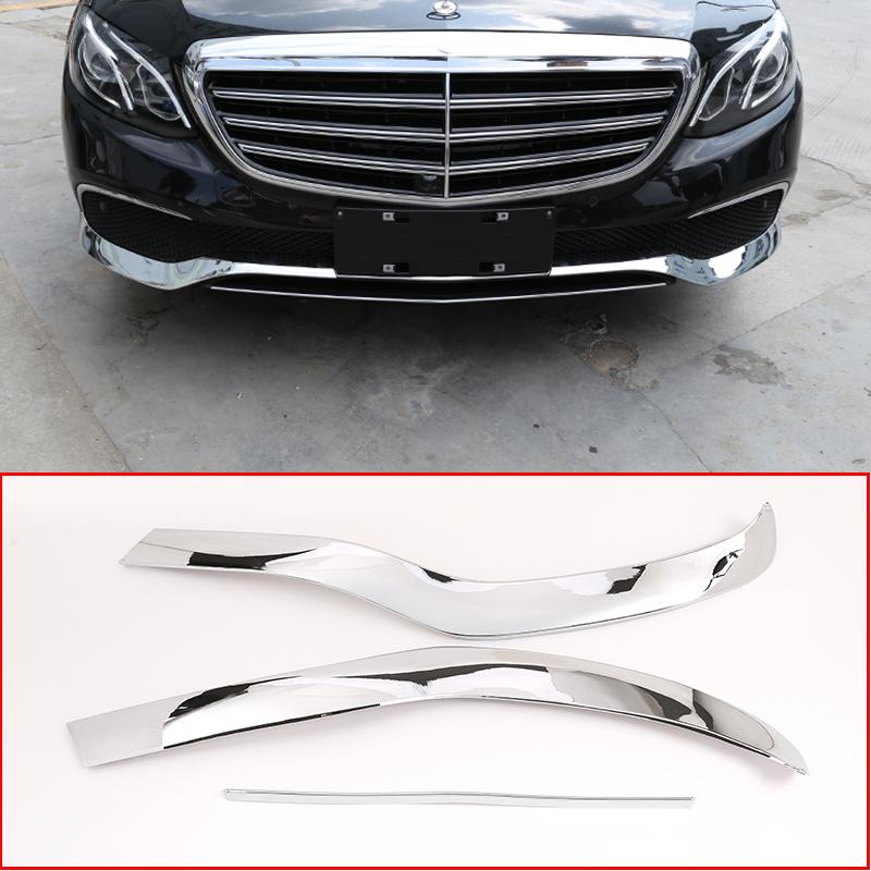 3 Pcs For Mercedes Benz E Class W213 2016- ABS Chrome Front Bumper Plate Car Accessories