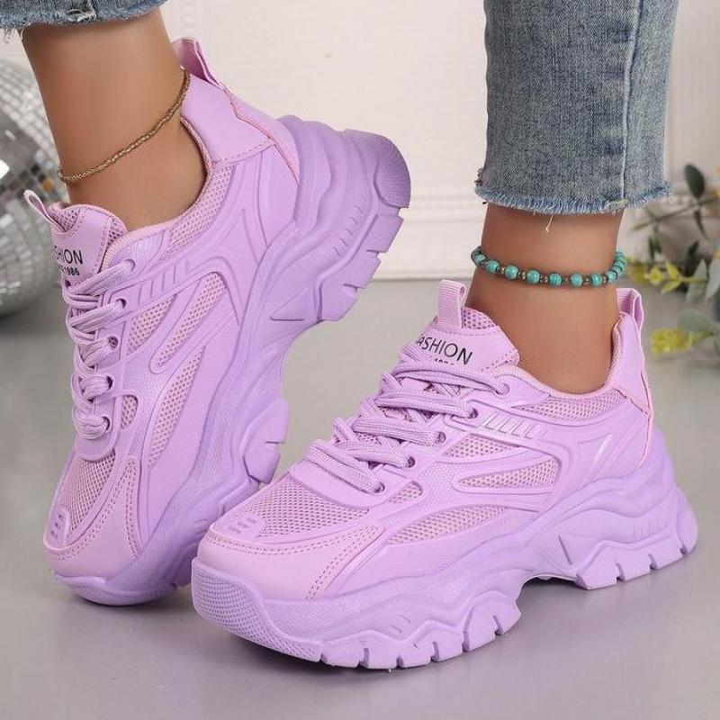 Fashion Spring Purple Platform Sneakers Chunky Thick Sole Tennis Shoes Ladies Lightweight Breathable Casual Shoes for Women Sneakers
