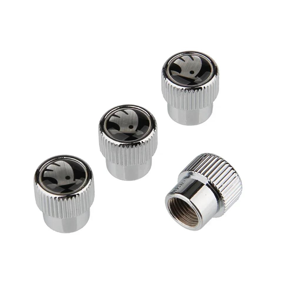 For Skoda Octavia A7 Superb 2 Fabia Rapid Yeti Kodiaq Kamiq 4pcs Valve Stem Dust Caps Exterior Automobiles Wheels Decoration FD9