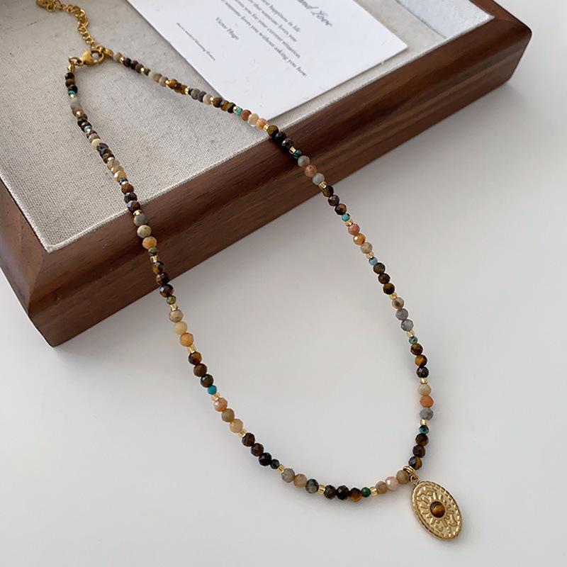 Natural Freshwater Pearl & Tiger Eye Bohemian Necklace - Autumn/Winter French Retro Clavicle Chain for Women