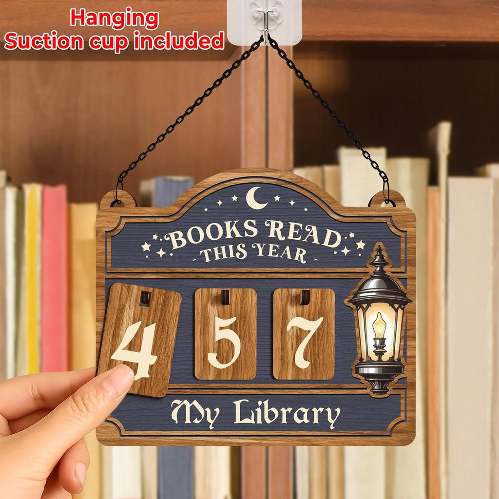 Wooden Material Books Counter Sign Hanging Decor Table Decor Wooden Reading Trackers Books Read Counter For Book Lovers
