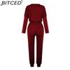 BITCED Spring and Autumn Women's Loose Solid Colour Long Sleeve Long Pants Casual Suit