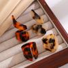 Flexible Fit Brown Leopard Pattern Acrylic Geometric Ring Lightweight Comfortable Statement Jewelry Accessory