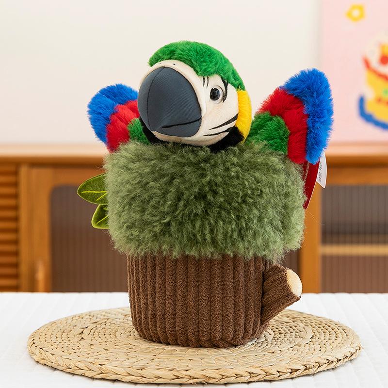 Parrot Panda Monkey Potted Plant Plush Toy Stuffed Animal Doll Decoration Gift