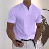 2025 Men's V-Neck Muscle Fit Sports T-Shirt - Elastic Short Sleeve Solid Color