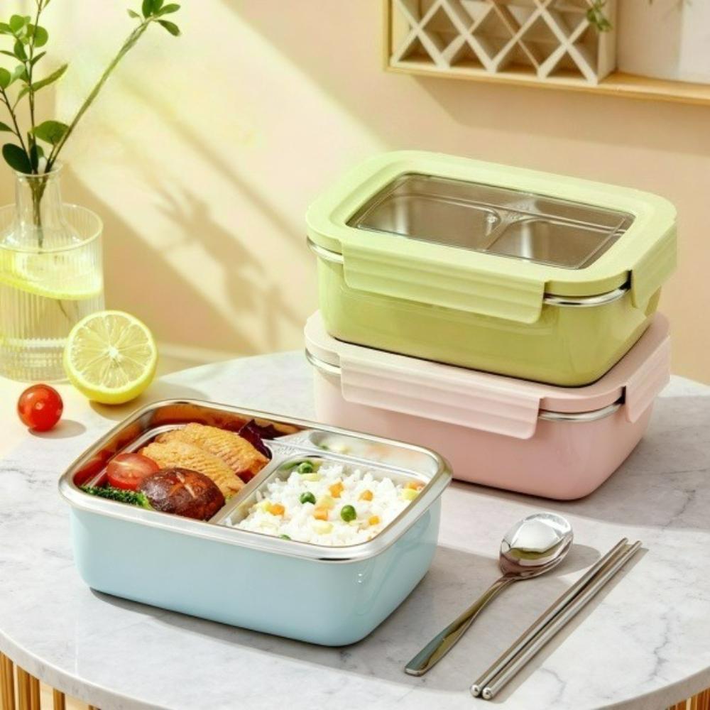 304 Edelstahl Bento Lunchbox für Kinder Schüler Einzel-/Doppelkammer Versiegelt Tragbarer Lunchbehälter Mikrowellengeeignet