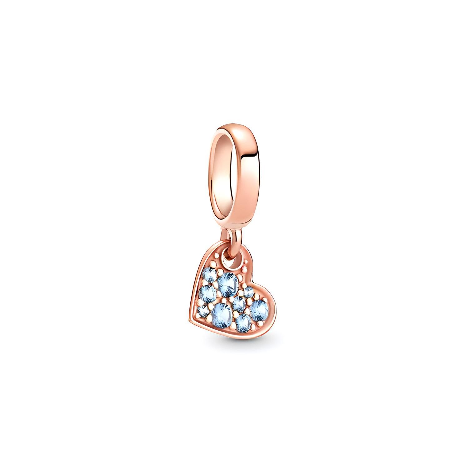 Pandora Rose Gold Light Blue Tilted Heart Pavé Pendant Charm Women pendant charm 789404C01 Rose Gold