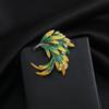 Chinese-style Retro Enamel Brooch with Gradient Diamonds and Elegant Phoenix Feather Brooch