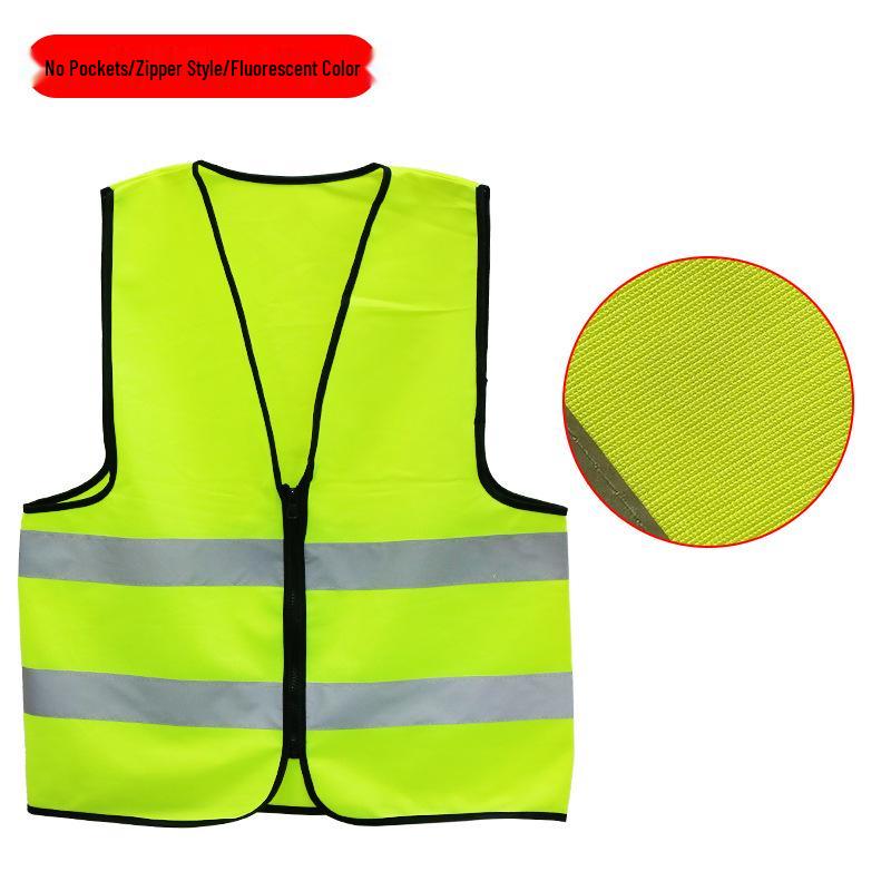 Reflekterande säkerhetsväst för trafik, byggarbetsplatser och trädgårdsarbete - Fluorescerande grön, Anpassningsbar. 