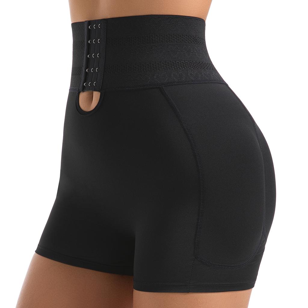 Damen Fake Po Gepolsterte Shorts Abnehmbare 4 Polster Po-Kontroll-Slips Hoher Taillenformer Shapewear Po-Lifter Unterwäsche Hüftformer