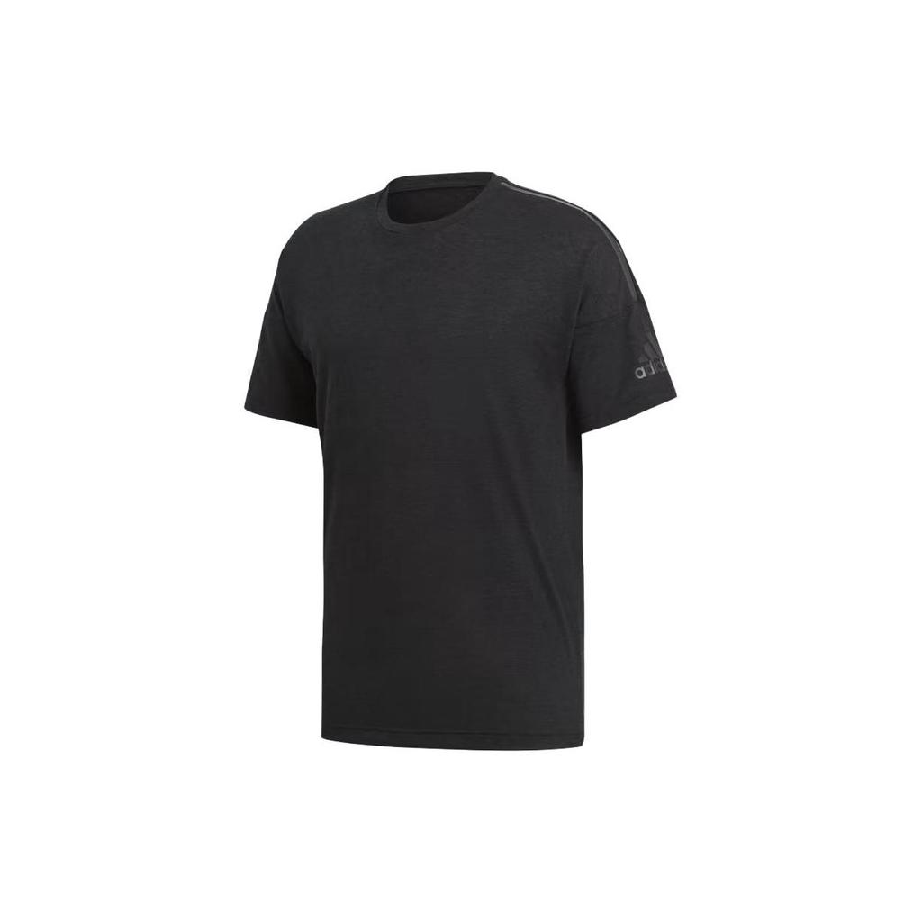 Adidas Solid Color Casual Logo Print Round Neck Short Sleeve T-Shirt Unisex Tops Black CE9551