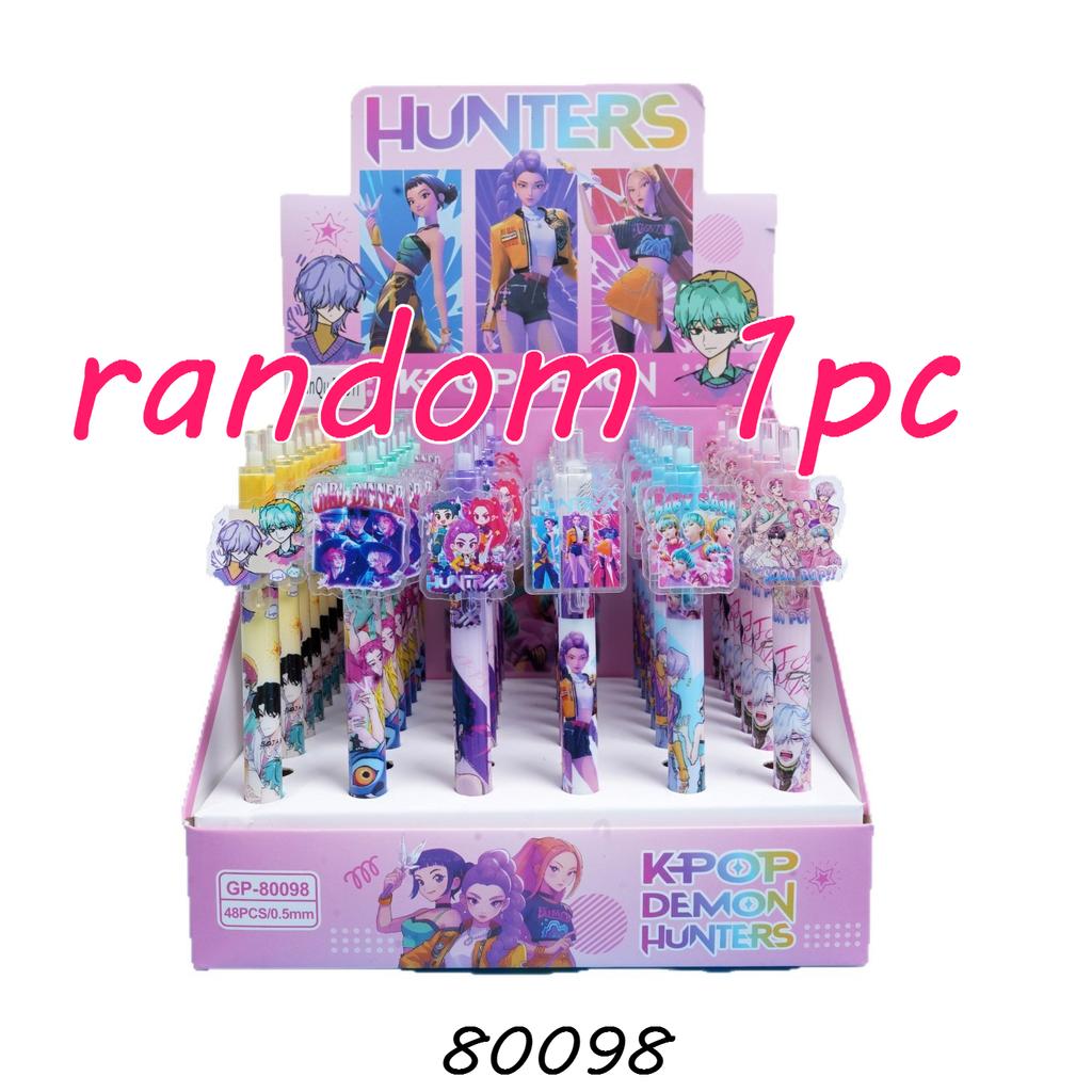 6PCS Cute K-POP Gel Pens Demon Hunters Press 0.5mm Black Ink Acrylic Patch High-Value School Stationery for Students