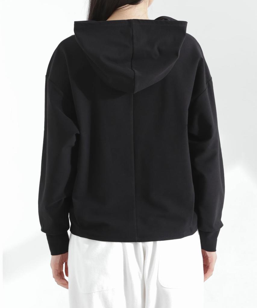 Nano Universe MC Coveross Cool Plating Jersey F (R) Twill-Style Zip-Up Hoodie, Women's, 010, Black, 669-5123309