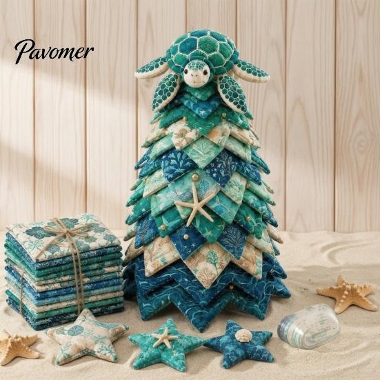 Educational Ocean Crafting Kits 2PCS DIY Quilted Sewing Christmas Tree Kit, Whale+Crab/Turtle+Octopus Marine Theme, Artistic Party Activities for Kids