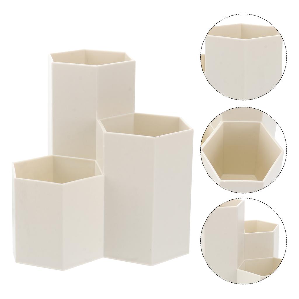 Creative Hexagonal Pen Holder Container Organizer Plastic Desktop Storage Box Student Office Supplies Pot Crayon