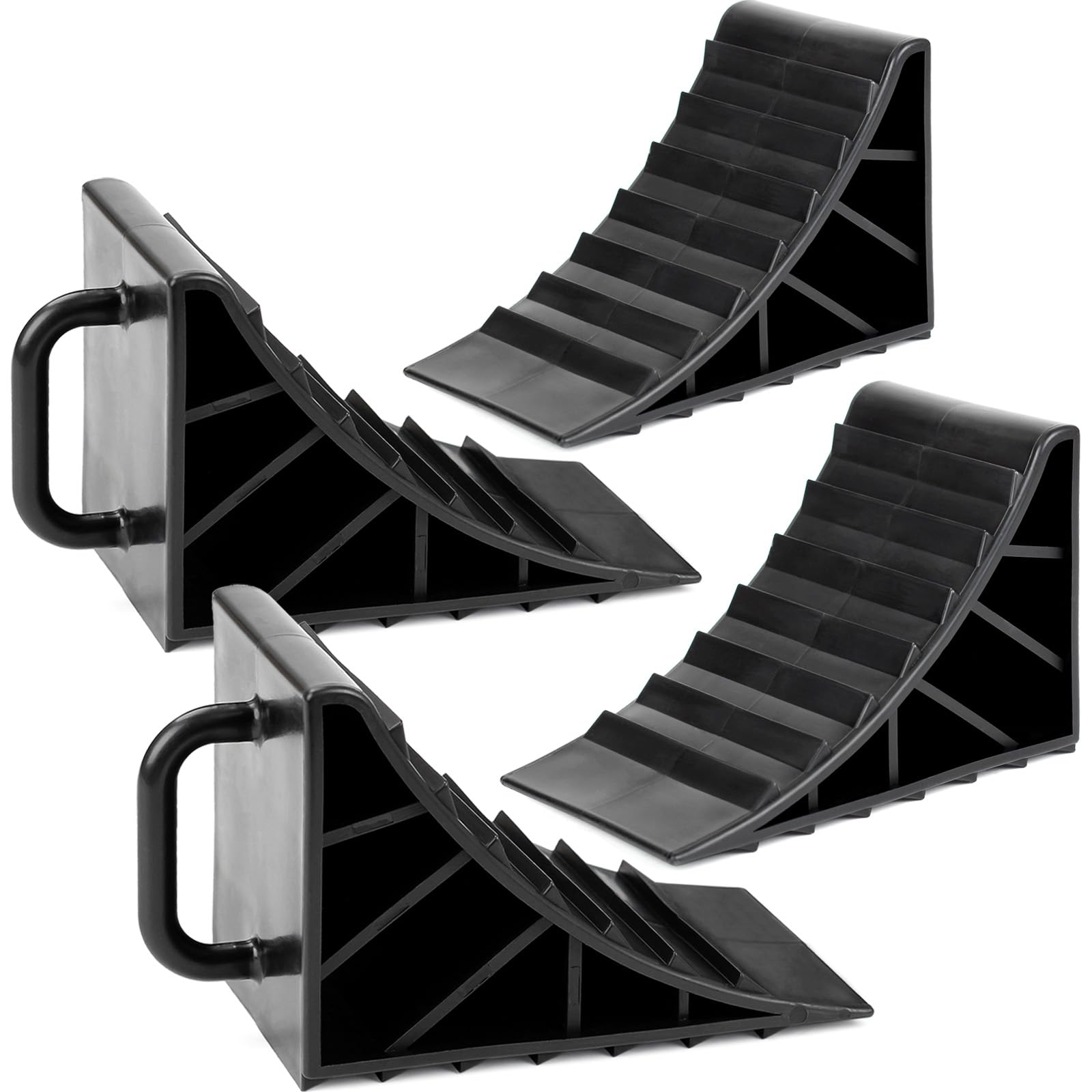 

OULEME Tire Chock with Handle Wheel Stopper Anti-slip Car Truck Maintenance Black (Pack of 4)