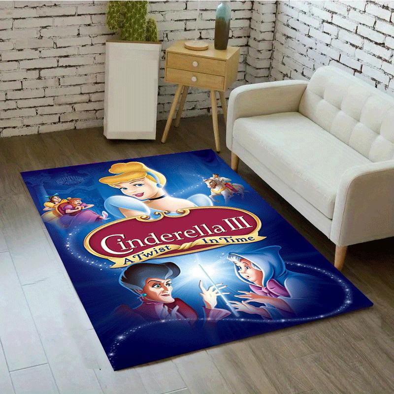 1pc Cinderella Pattern Area Rug Soft Flannel Floor Mat for Living Room,Office,Bedroom and Carpet,Sofa Coffee Table Floor Mat