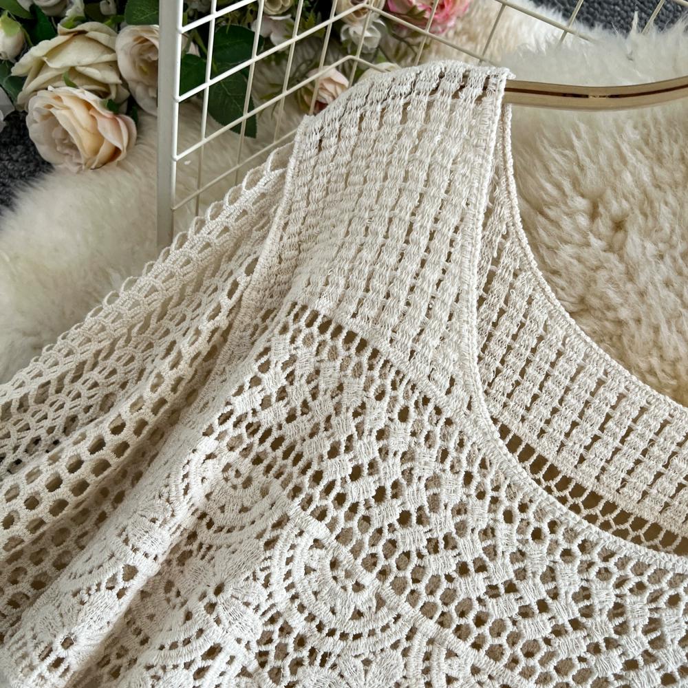 Dimanaf 2025 Neues Sommer Damen Lang Strickkleid Ärmel Mode Spitzenkleider Lässig Locker