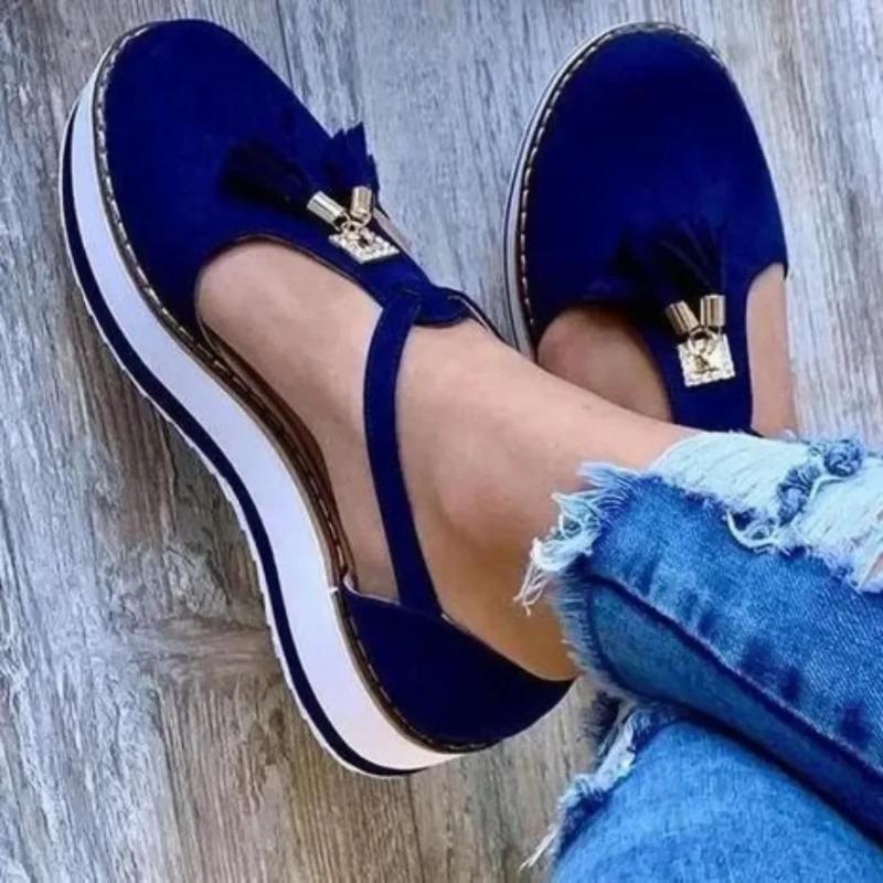 Customizable Women's Sandals Summer Casual Flat Platform Heel Tassel Buckle Strap Female Sandals Platform Vulcanized Shoes