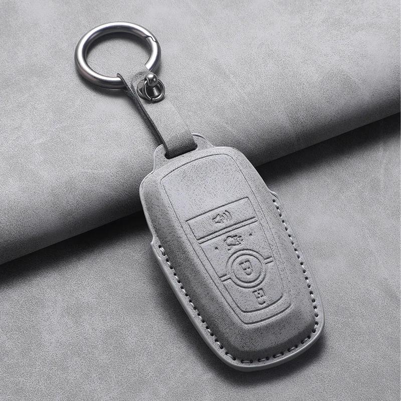 4 5 Tasten Leder Auto Schlüsselhülle Abdeckung Für Ford Fusion Mustang Edge Explorer Focus F150 F250 F350 F550 Escape für Lincoln Mondeo