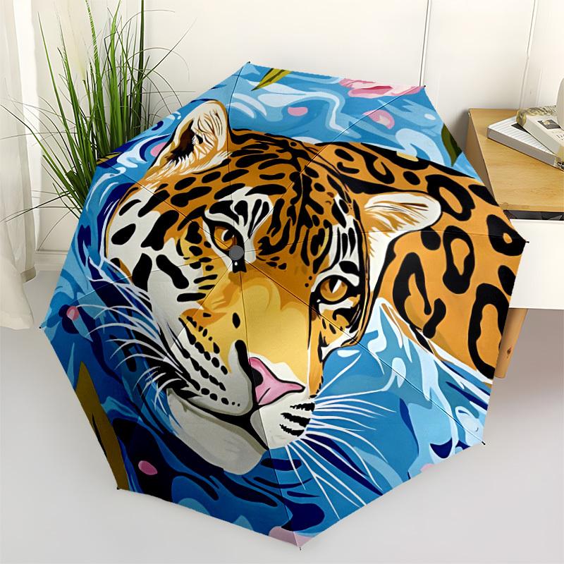 

1pc Jaguar Print Automatic Folding Umbrella. Portable collapsible design, Best birthday festival gift yy250924116