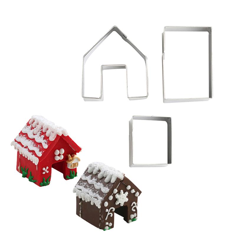 1 Set Lebkuchen-Weihnachtshaus Keks Ausstechform Edelstahlform Keksstempel DIY Weihnachtsbackform