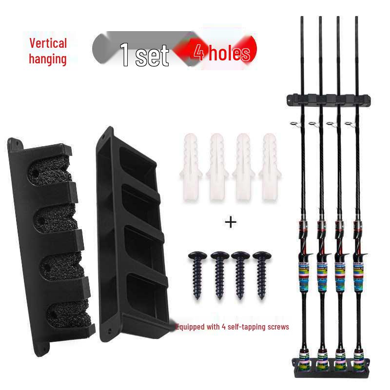 Wall-Mounted 6-Hole Multifunctional Fishing Rod Display and Storage Rack