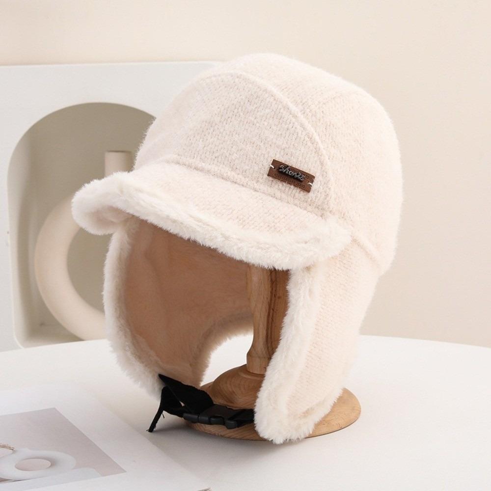Casual Windproof Winter Hat Thickened Velvet Lining Faux Fur Hat Warm Earflaps Hat For Women