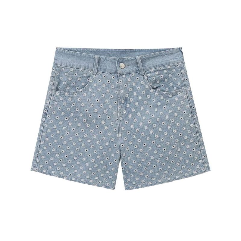 Kaslead New Arrival Women's Clothing Fashion Style Cut Out Embroider Denim Tops Shorts 8445082 6147118