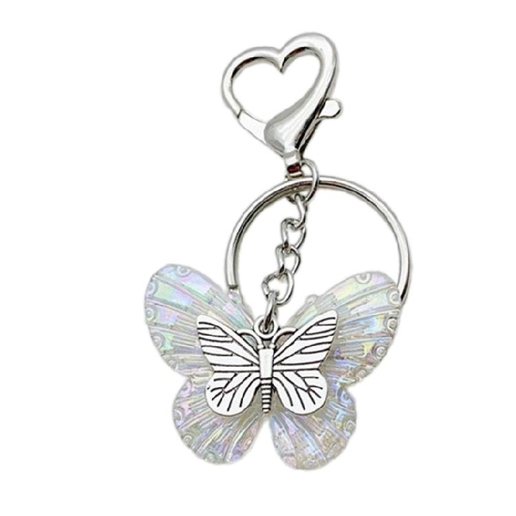 Butterfly Charm Keychain for Women and Girls Transparent Keyring Colorful Key Pendant Acrylic Clear Key Chain Ornament