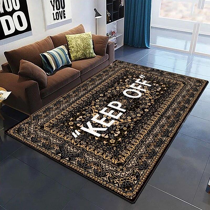 Keep Off Pattern Dekorativer quadratischer Teppich Modernes Haus Wohnzimmer Boden Matte Schlafzimmer Teppich Kunst Poster Matte Fans Geschenk Alfombra