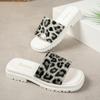 Fashion Summer New Leopard Print Thick Heeled Slippers for Women Casual Square Toe Home Outside Wear Female Slides Platform Flip Flops