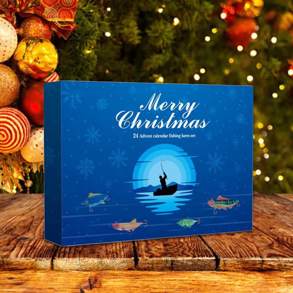 Christmas Countdown Toy 24 Days Fishing Bait Set Fishing Bait Advent Toy For Father Boyfriend Grandfather Uncle Neighbor Grandpa