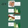Tree Theme Home Decor Wooden Christmas Table Sign, 3 Colors Pine Sign with Wood Base, Rustic Xmas Desktop Decoration for Holiday Party