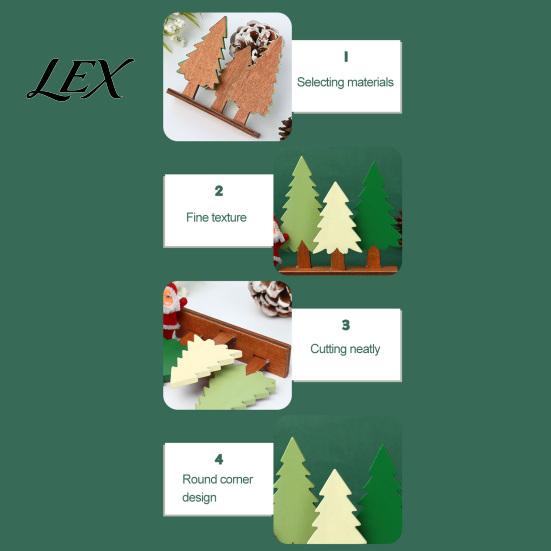 Tree Theme Home Decor Wooden Christmas Table Sign, 3 Colors Pine Sign with Wood Base, Rustic Xmas Desktop Decoration for Holiday Party