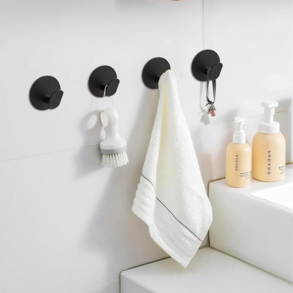1Pc Modern Matte Black Towel Hanger, Bathroom Towel Hangers, for Indoor Showers, Bathrobe Organizer