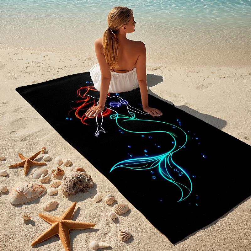 Mermaid Glow Stylish Digital Printing Beach Towel Quickdrying Absorbent Blanket For Beach Pool Gym Travel Christmas Gift C922202