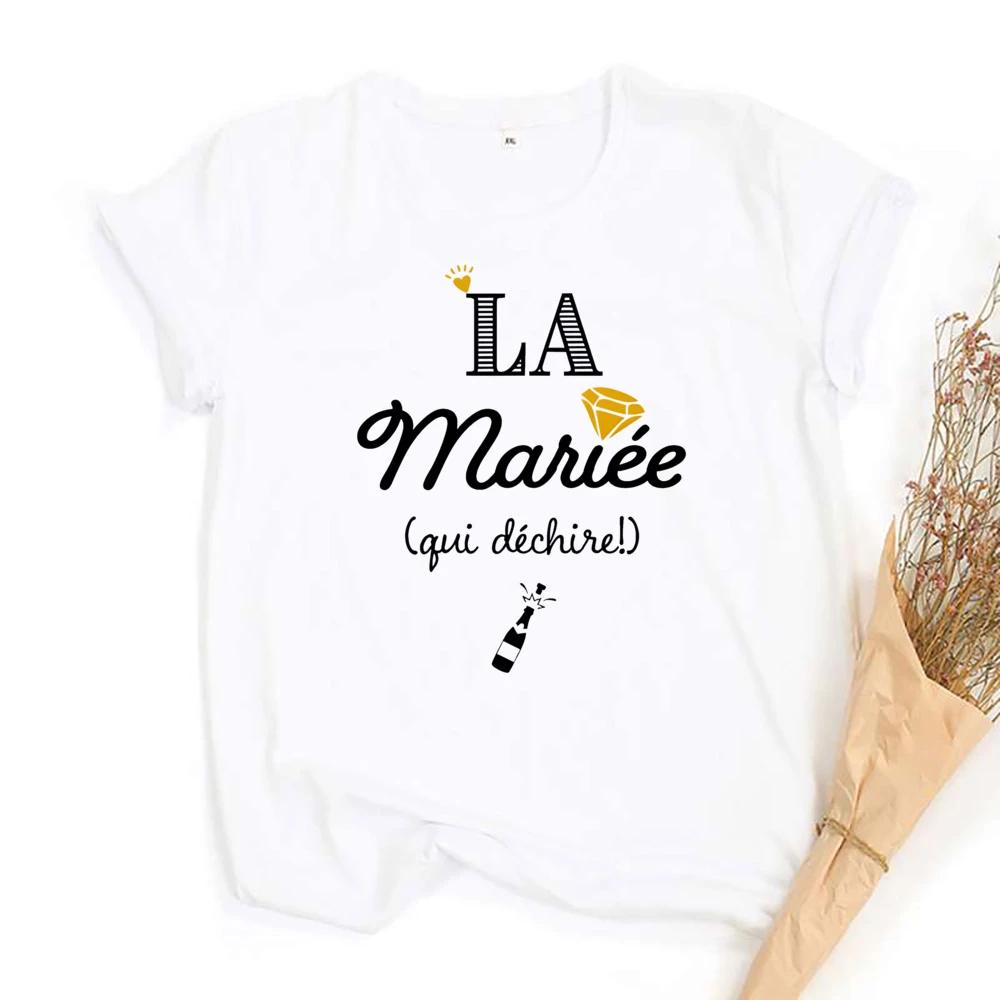 French Printed T-shirt EVJF Team of The Bride T Shirt Bachelorette Party Outfit Tops Team Bride Bridesmaid Short Sleeve Clothes Unisex T-Shirt