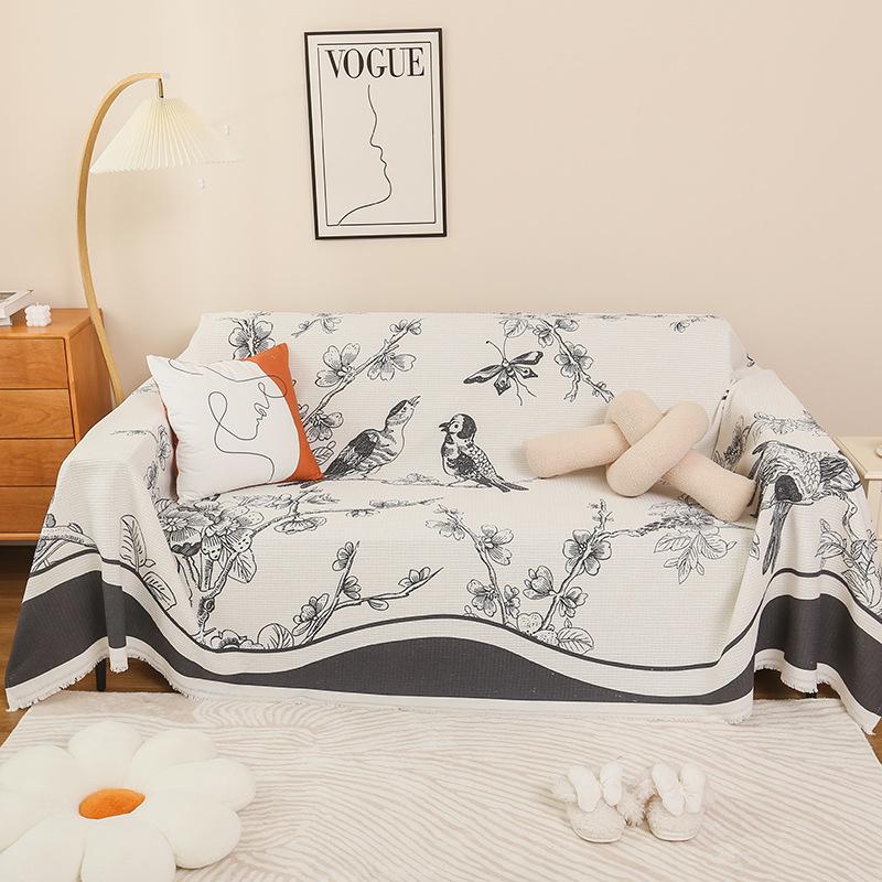 Baumwolle Leinen Sofabezug Druck Vollbezug Vier Jahreszeiten Universal Sofabezug Anti-Katzenkratzer Sofa Handtuch Rutschfestes Sofa Handtuch