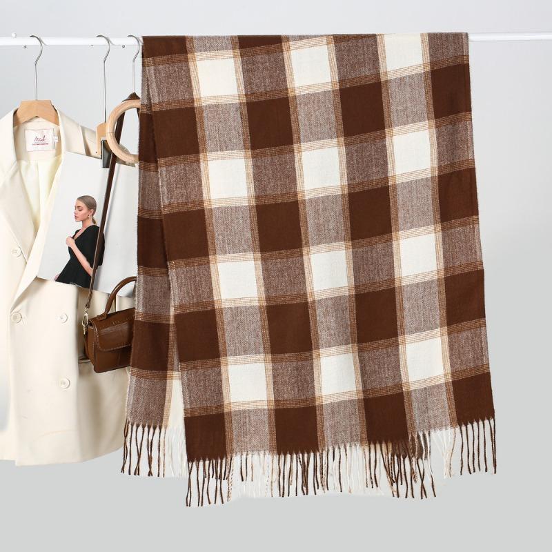 Autumn and winter temperament imitation cashmere plaid scarf men's and women's winter cold-proof and warm scarf