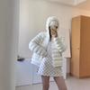 New autumn and winter high-end white duck down light and short hooded ribs down jacket women's jacket tide