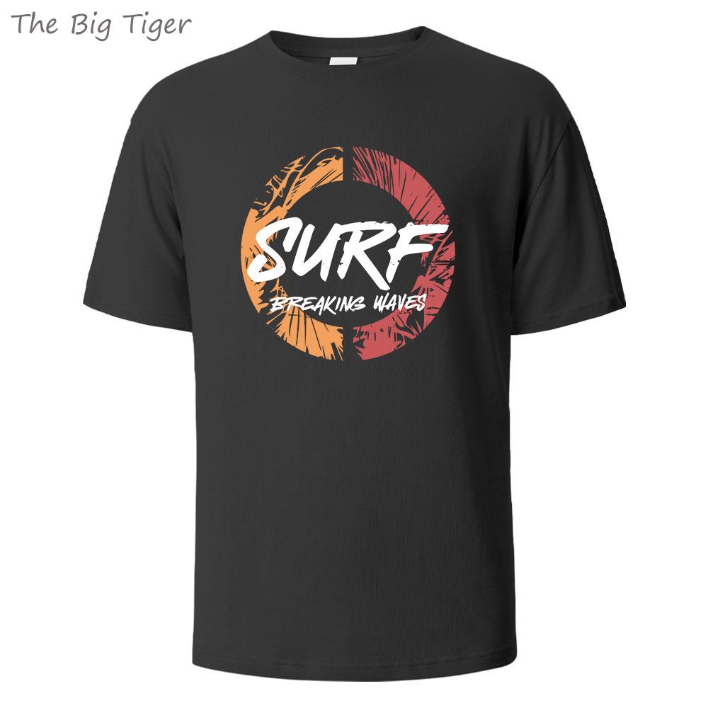 Surf Sommer Druck Klassisches Baumwoll-T-Shirt Schlichtes Rundhals-Design Atmungsaktives Material Unisex Kurzarm-Oberteil Herren T-Shirt