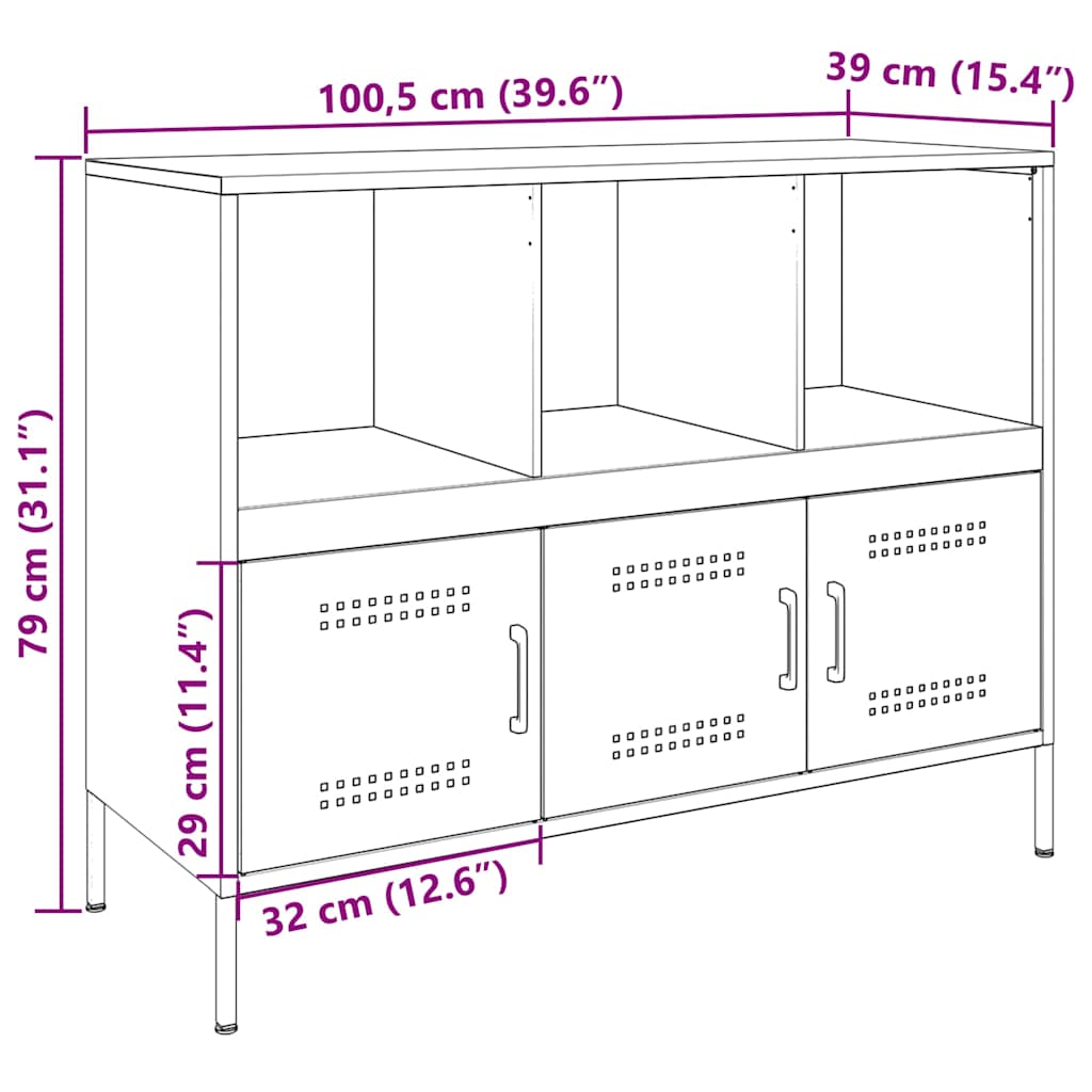 Sideboard White 100.5 x 39 x 79 cm Steel