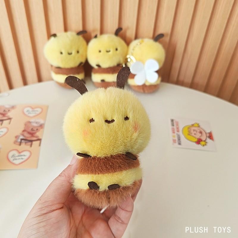 Adorable Bee Plush Doll With Keychain Pendant 4 Inch Claw Machine Prize Children Toys Gift For Birthday